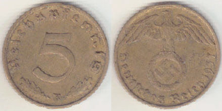 1937 E Germany 5 Pfennig A000116.